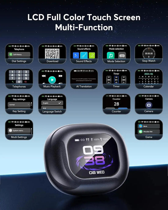 AI Translator Earbuds OWS with Smart Screen - 144 Languages, 60H Battery Life EchoNexus INC.
