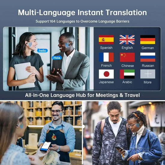 Professional AI Translator Earbuds - 164 Lang, Audio Video Call EchoNexus INC.