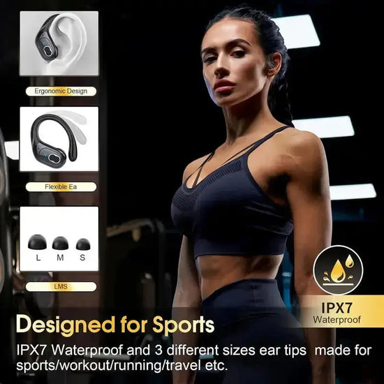 Professional Sports Bluetooth Headset - 75H Playtime, LED Display EchoNexus INC.