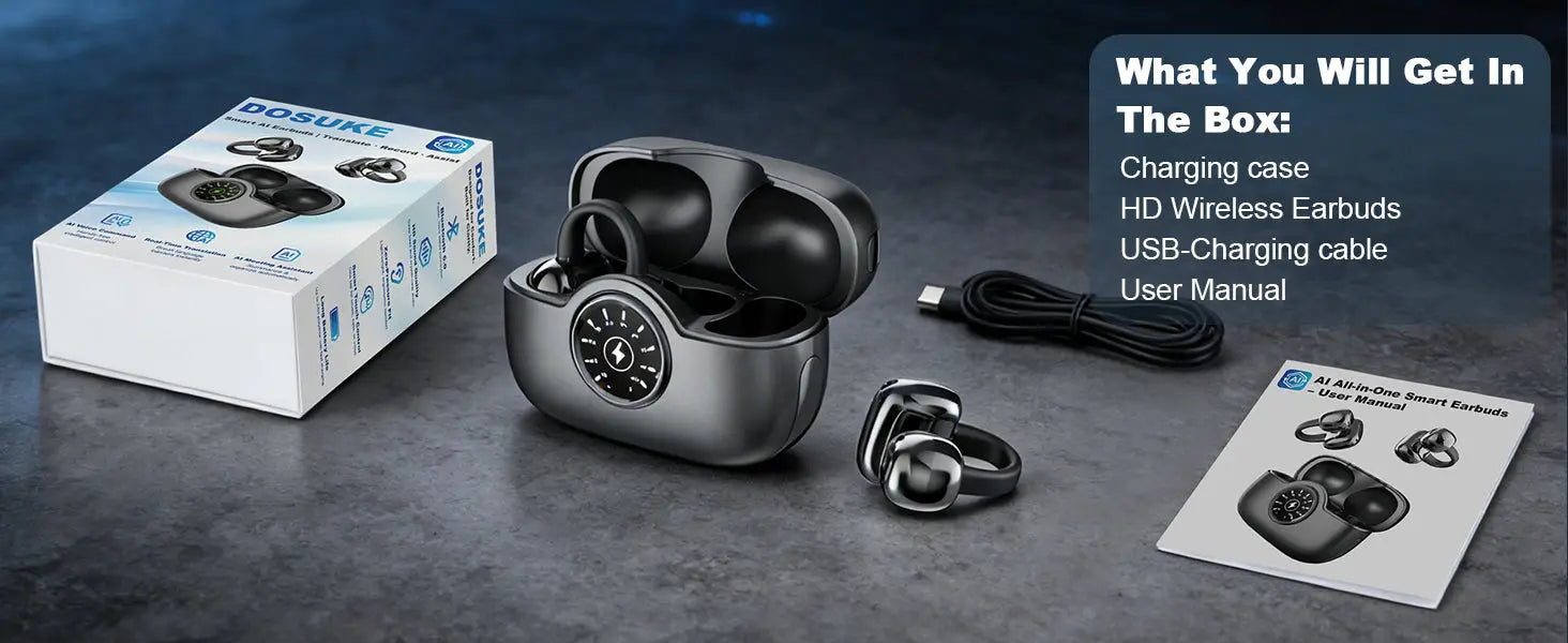 Professional AI Chip Translator Earbuds - App-Free, 60H, BT 6.0 - Lxvox