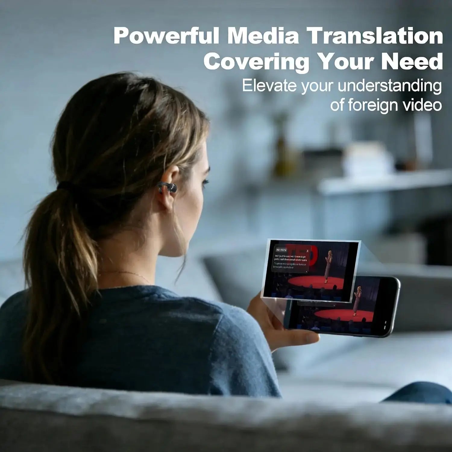 Professional AI Chip Translator Earbuds - App-Free, 60H, BT 6.0 EchoNexus INC.