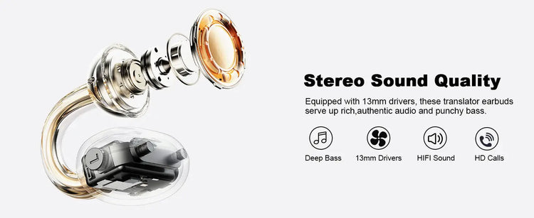 Professional AI Chip Translator Earbuds - App-Free, 60H, BT 6.0 - Lxvox