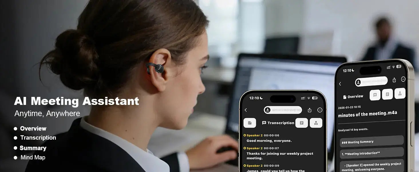Professional AI Chip Translator Earbuds - App-Free, 60H, BT 6.0 EchoNexus INC.