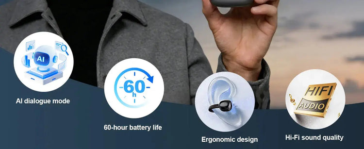 Professional AI Chip Translator Earbuds - App-Free, 60H, BT 6.0 EchoNexus INC.