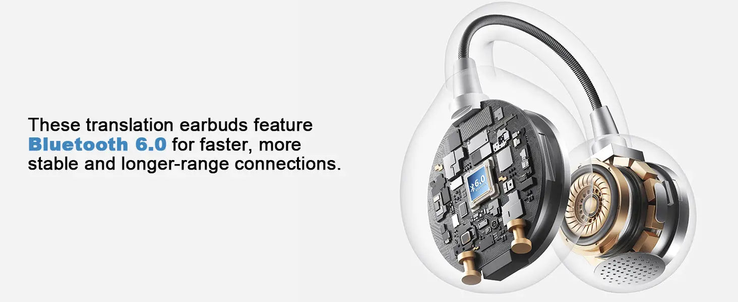 Professional AI Chip Translator Earbuds - App-Free, 60H, BT 6.0 - Lxvox