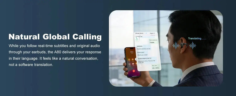 Professional AI Chip Translator Earbuds - App-Free, 60H, BT 6.0 EchoNexus INC.