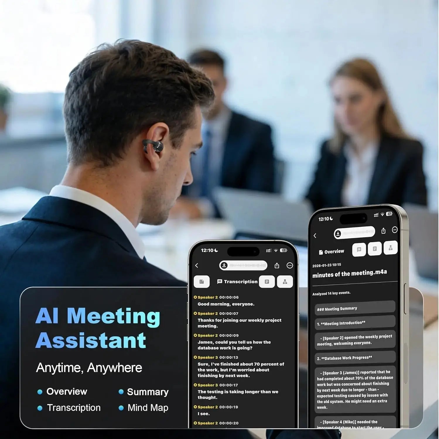 Professional AI Chip Translator Earbuds - App-Free, 60H, BT 6.0 EchoNexus INC.