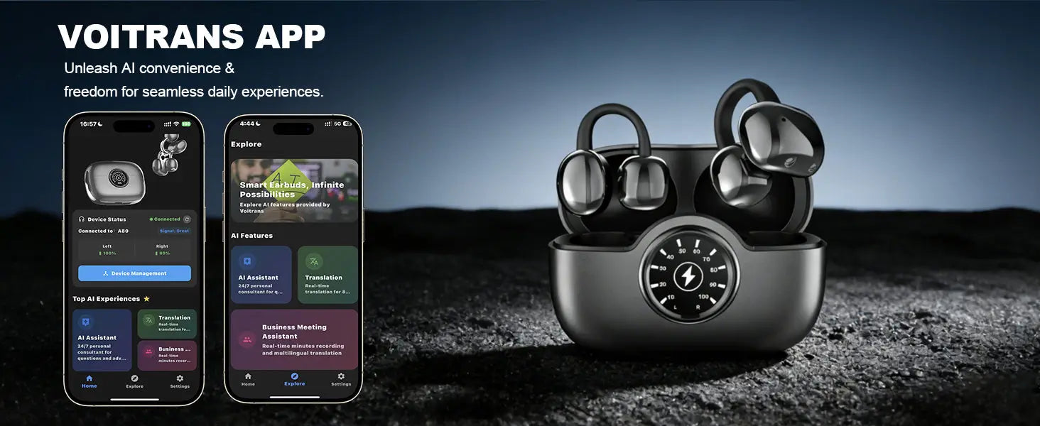 Professional AI Chip Translator Earbuds - App-Free, 60H, BT 6.0 - Lxvox